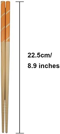 קאליו 5 זוגות במבוק מקלות אכילה לשימוש חוזר יפני סגנון מקל מתנת סט, מדיח כלים בטוח 22.5 סמ/8.8 סנטימטרים, צבעוני טרי
