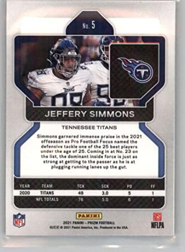 2021 Panini Prizm 5 Jeffery Simmons Tennessee Titans כרטיס מסחר בכדורגל NFL