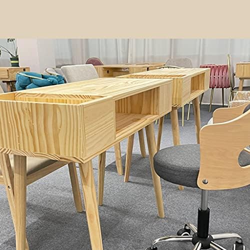 מוצק עץ נייל שולחן יחיד וכפול מניקור שולחן עם מגירה מחורץ רב תפקודי כפול אחסון מניקור שולחן לסלון