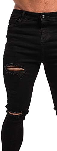 ג'ינגטו ג'ינס רזה לגברים נמתחים רזים בכושר קרוע במצוקה