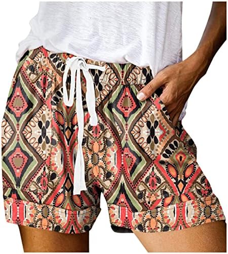 נשים מנותקות מכנסיים קצרים ג'ין נשים מכנסיים קצרים מזדמנים קיץ B מודפס מותניים אלסטיים שרוול קצר