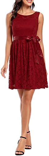 שמלת כותנה של פרגירן לנשים, רטרו רטרו, צבע אחיד עגול צוואר עגול שמלת שיפון מידי ללא שרוולים