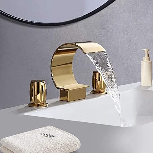 מפל Weibath נפוץ כיור אמבטיה ברז ידית כפולה בפליז מוצק זהב
