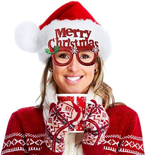 חג המולד גליטר מסיבת משקפיים החג שמח איל משקפיים סנטה קלאוס כובעי שלג זר עץ משקפיים מסגרת יוניסקס קוספליי תלבושות חג המולד
