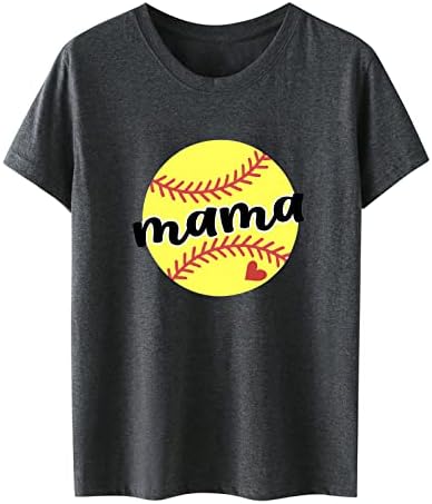 נשים של בייסבול אמא חולצות כושר רופף חידוש מודפס חולצות עגול צוואר חולצות אמהות יום קצר שרוול קיץ חולצות