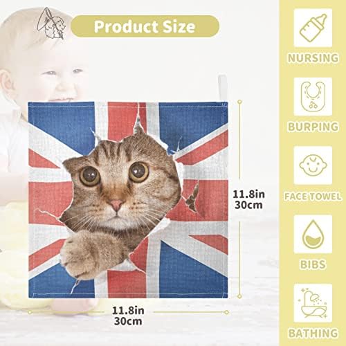 VVFELIXL מטליות לתינוקות כותנה כותנה דגל בריטי חתול תינוקות MUSLIN MUSLINS CUSHLIS חתלתול חתלתול מגבת פנים רכה