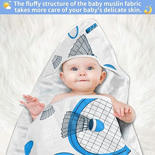 VVFELIXL מגבת ברדס לתינוקות, מגבת רחצה פעוטות של בדמינטון, מגבות תינוקות יילוד רכות כותנה לתינוק 35x35in 0-6t לבן