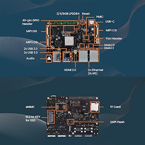 YouYeetoo Starfive VisionFive2 RISC-V מחשב לוח יחיד, גרסת B של הציפור הקדומה B עם WiFi Dongle, Starfive JH7110 עם