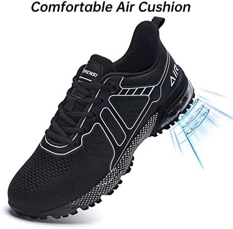 נעלי ריצה אוויריות של Quseeeeek נעלי טניס אתלטיות נעלי ספורט נשימה ללא החלקה ללא החלקה לריצה כושר עבודה שחור ארהב 7-12.5