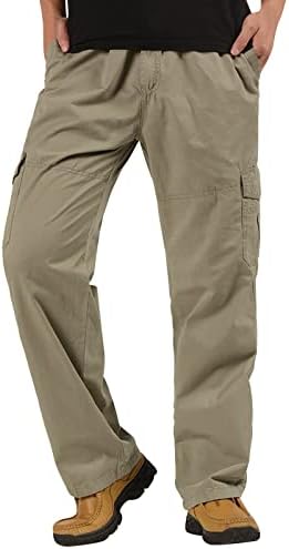 מכנסי מטען קלים גברים גברים גדולים וגבוהים מכות כותנה רופפת מזדמנים בתוספת מכנסי מותניים אלסטיים בגודל גודל- מכנסיים-