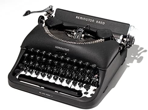 רמינגטון ראנד מכונת כתיבה שחור 1947 דלוקס נייד דגם 5 לייעל ידני בציר עתיק נייד עם מקרה