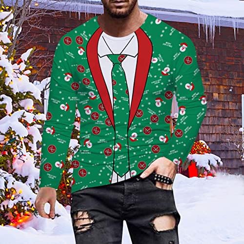 חולצות T מעצבת Teddo Mens 2022 חג המולד מצחיק תלת מימד הדפס גרפי חולצה שרוול ארוך חולצה חג המולד רזה מתאים צמרות