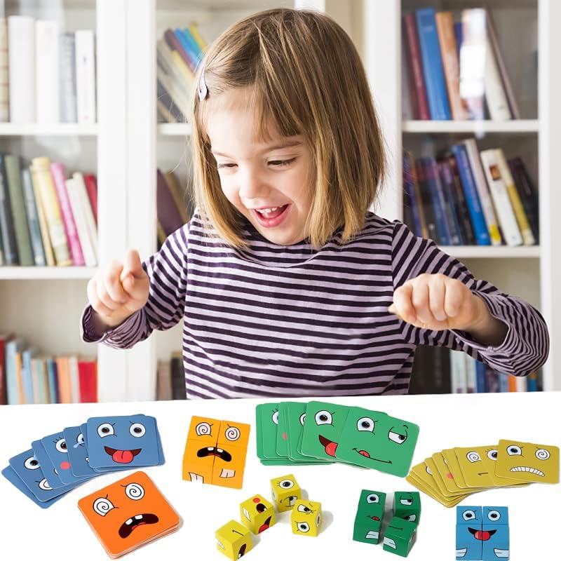 ביטויי קוביית קובייה משתנים פנים מעץ ביטויים תואמים בלוק חידות בנייה משחק לוגי הכשרה חינוכית צעצועים למתנת יום הולדת