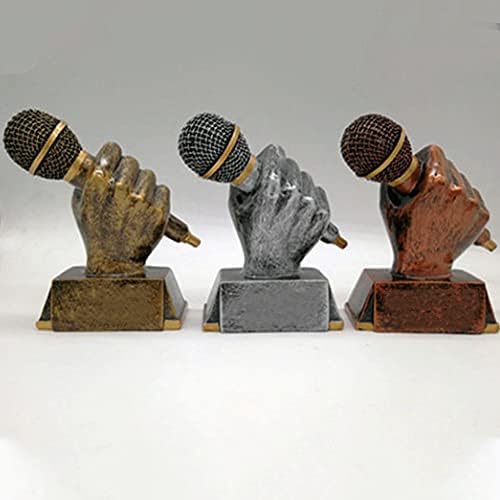 מיקרופון מוסיקה הפרס גביע, קטן שרף פיסול עיצוב מלאכות קישוטי עם דלוקס עגול בסיס חקוק צלחת על בקשה עבור שירה