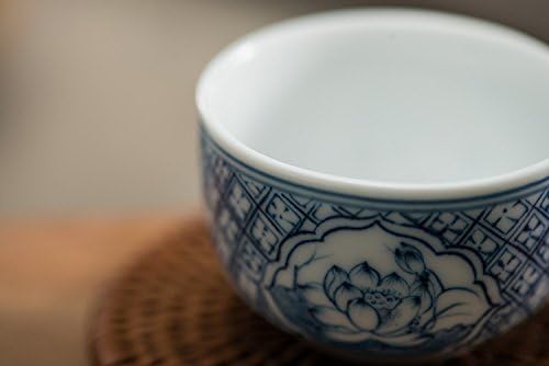 ג'יאנגשאן עיצוב כחול לבן חרסינה סינית חרסינה ספל תה ספל בעבודת יד