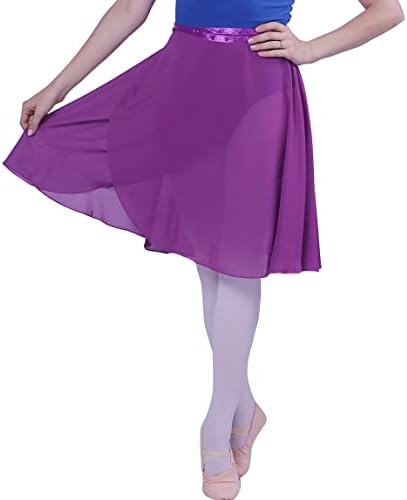 Woosun נשים שיפון חצאית עטיפת בלט לנשים בלט בלט בלט טוטו חצאית מחלקה על צעיף 60 סמ חצאיות באורך