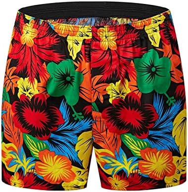 מכנסי בוקסר של PAJAMAS XXBR לגברים, עלים הוואי מכנסיים קצרים ביתיים ביתיים ארוגים שינה PJS תחתונים