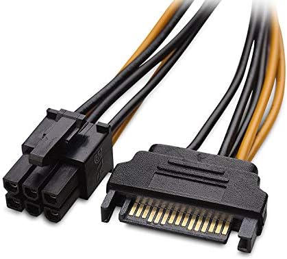 Atneway 6 PIN עד SATA כבל חשמל 15 סיכה, SATA 15 PIN עד 6 PCI אקספרס אקספרס מתאם כבל כוח כרטיס גרפיקה