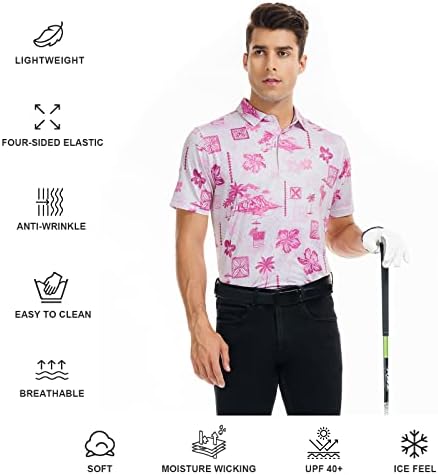 Deolax Mens Mens חולצות גולף אופנה הופעה הוואי לחות פיתול יבש כושר חולצות פולו שרוול קצר