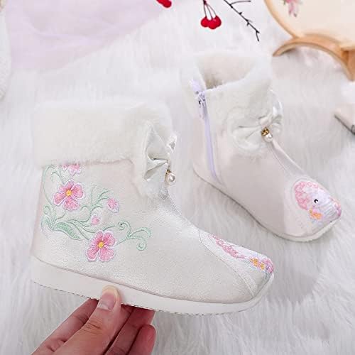 נעלי תינוקות להליכה לילדים מגפי כותנה חמים מגפיים רקומים מגפיים בסגנון לאומי מגפי כותנה נסיכה נעלי גרב לתינוק