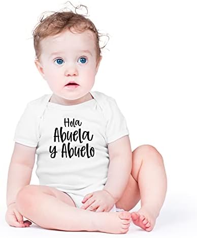 אופנת AW HOLA ABUELA Y ABUELO - סבא וסבתא ספרדית הכרזת הריון - גוף גוף תינוק חמוד מקשה אחת לתינוק