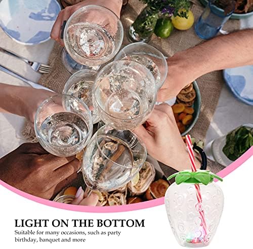 כוסות מסיבת המוטון 3 יחידות LED אור- גביע מעלה אננס כוסות שפיכה- הוכחת ספל קרח ספל זוהר עם קש לקיץ הטרופי של מפלגת