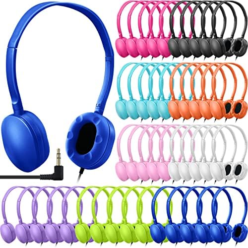 אוזניות אוזניות בתפזורת 45 חבילה רב צבעונית לאוזניות בבית הספר עם תקע אוזניות 3.5 ממ לספריה בכיתה בבית הספר תלמידים
