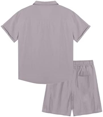 חולצה מזדמנת של ACSUSS מגדירה כפתור פשתן למטה חולצה עם שרוול קצר ומכנסיים קצרים