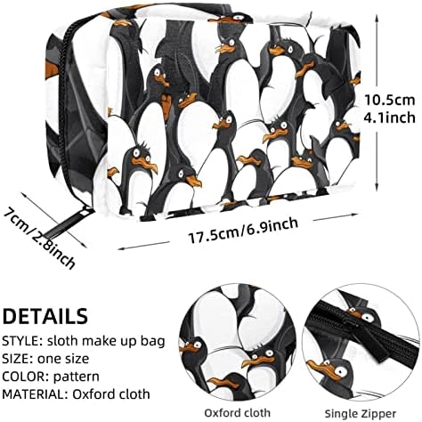 תיק איפור אי -אי -אי -איפור, דפוס פינגווינים תיק קוסמטיקה ניידים טוטו טיולים רכבת מארגן מארגן אביזרי מארז מארז לנשים