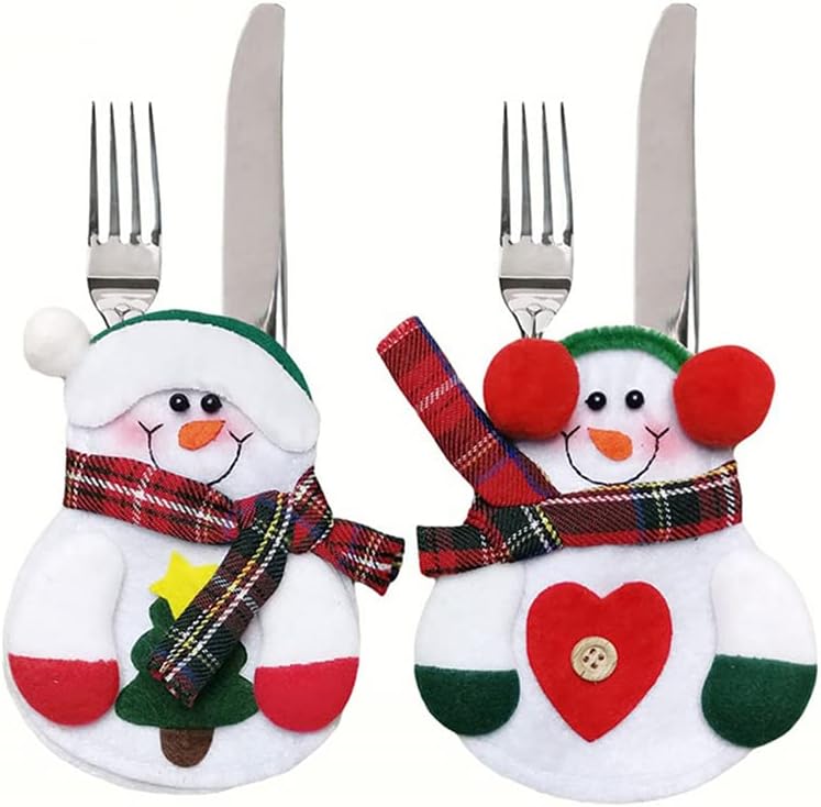 ימסלם 8 יחידות חג המולד קישוטי שלג מטבח כלי שולחן מחזיק תיק סנטה קלאוס סכום חליפת עבור חג המולד עץ מסעדת מלון מסיבת