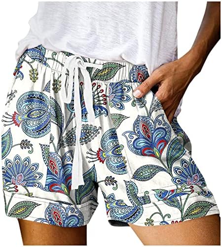 מכנסיים קצרים של טופנדר לילדות נוער 2023, רגל רחבה מודרנית קיץ ג'וג'ר נשים בברך דפוס נושם פלורי אלסטי