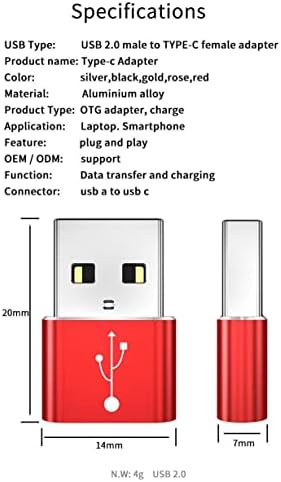 מתאם מתאם Boxwave התואם ל- Fire 7 ילדים-USB-A עד C PortChanger, USB Type-C OTG USB-A המרת נתוני טעינה-מכסף מתכתי