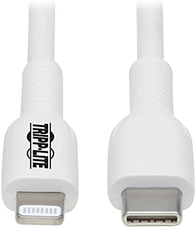 טריפ לייט בטוח-IT USB-C לכבל טעינה ברק, הגנה על כיתה בבית חולים, מוסמך MFI, לבן, 6.6 רגל / 2 מטר, אחריות לשנתיים